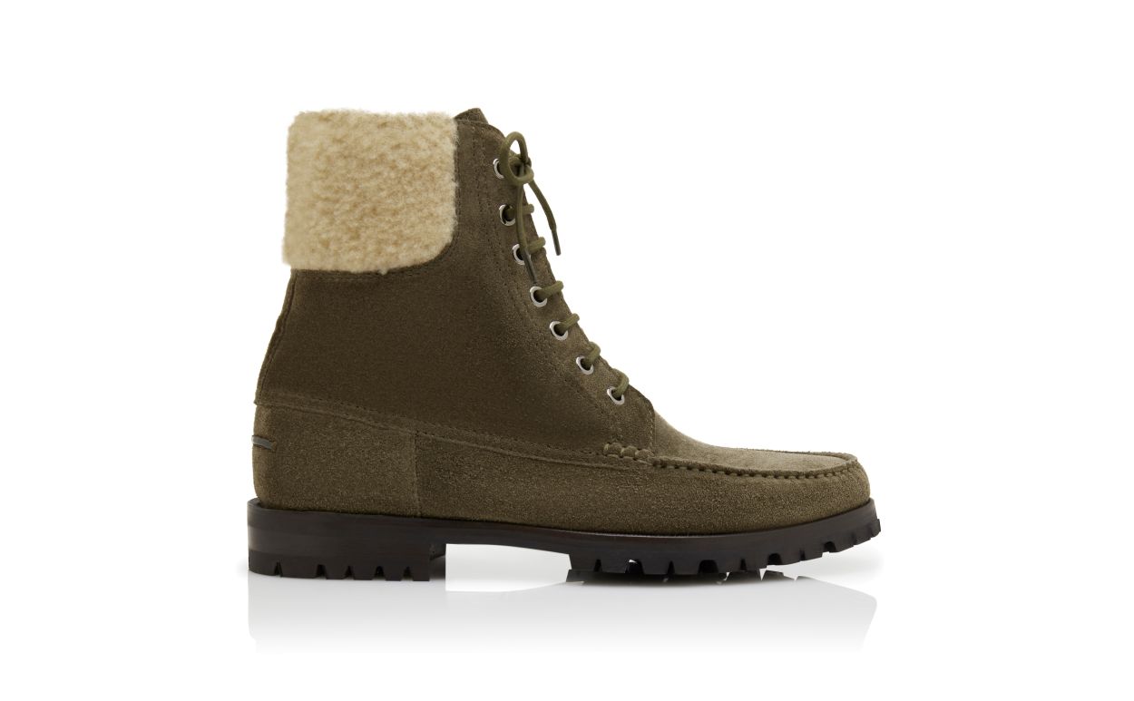 Bottes cheville en daim vert foncé