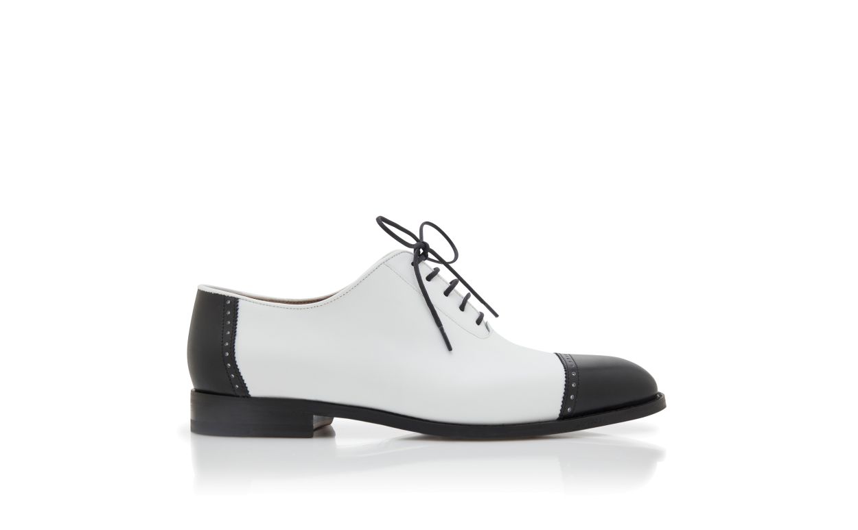 Chaussures à lacets en cuir de veau noir et blanc