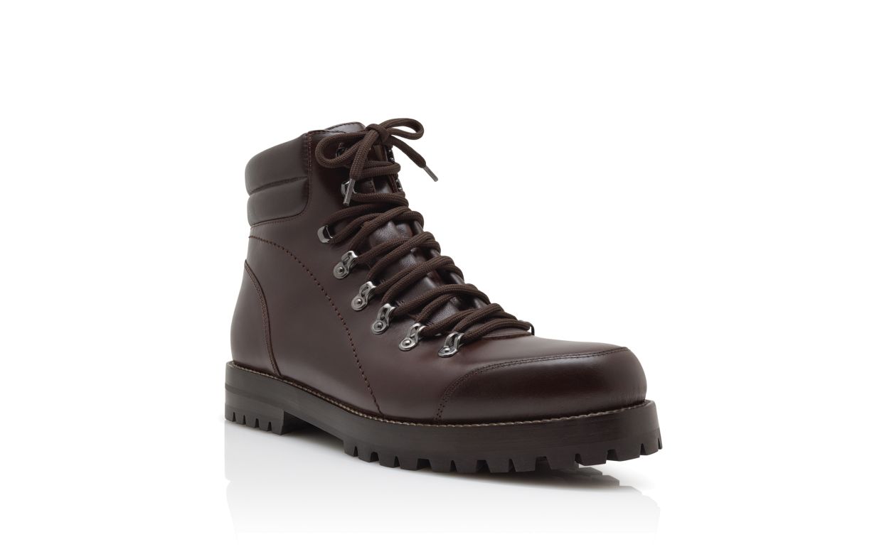 Bottes cheville en cuir de veau brun foncé