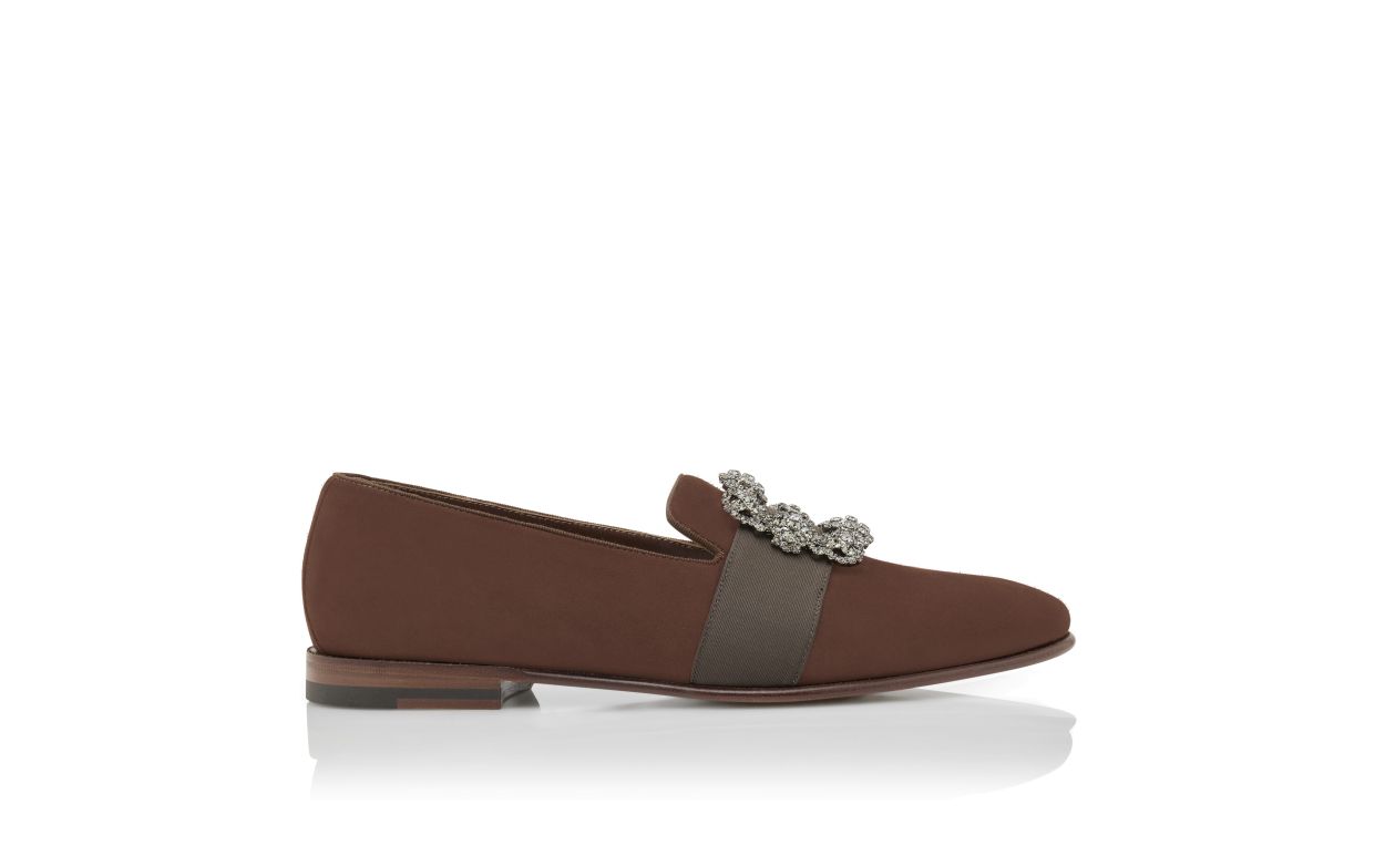 Mocassins en daim brun avec boucle de bijou