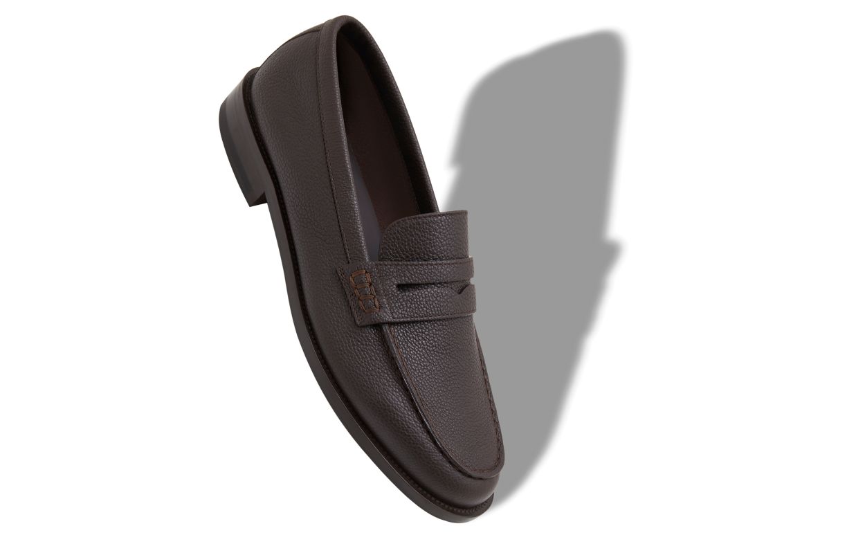 Mocassins en cuir de veau brun foncé