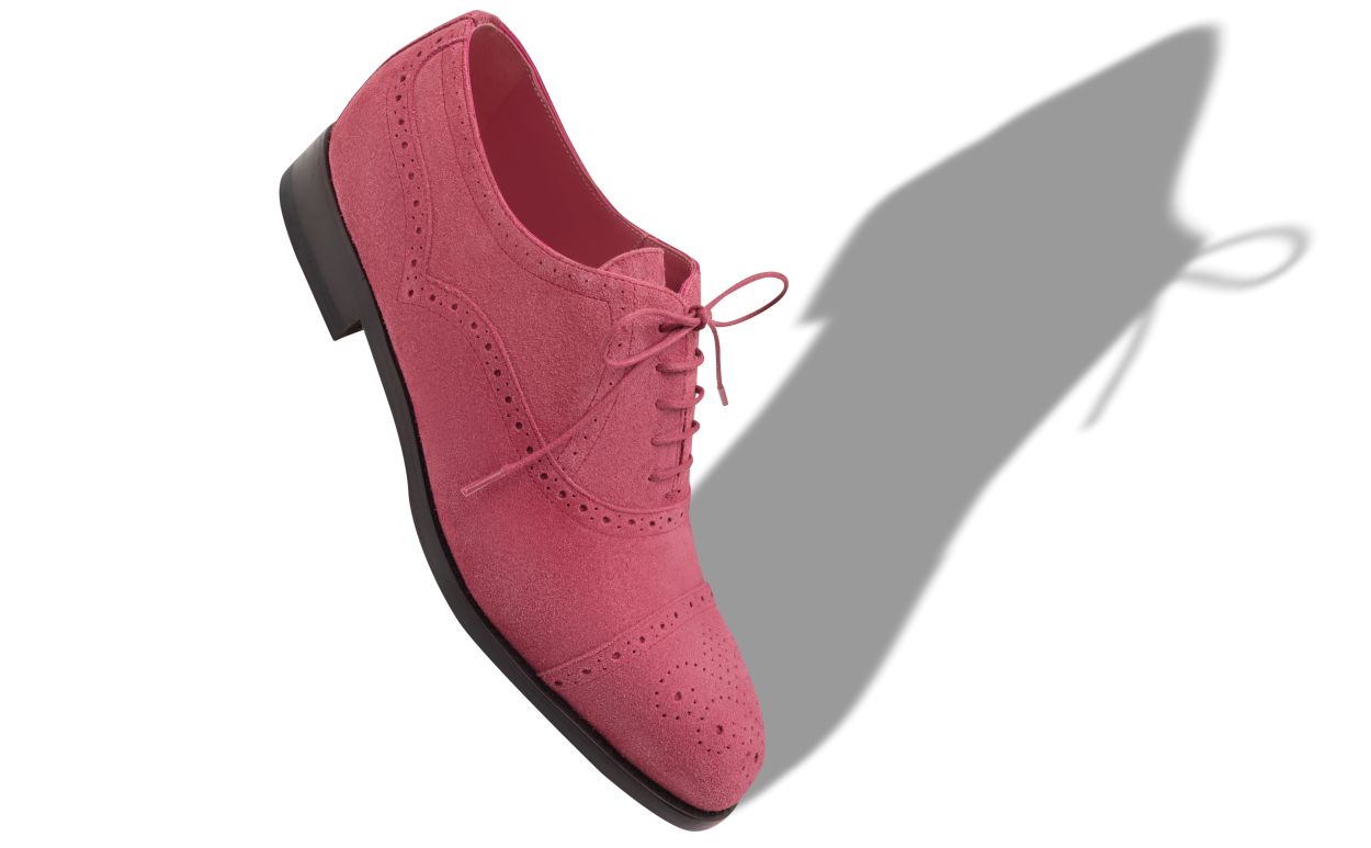Oxfords à bout carré en daim rose foncé