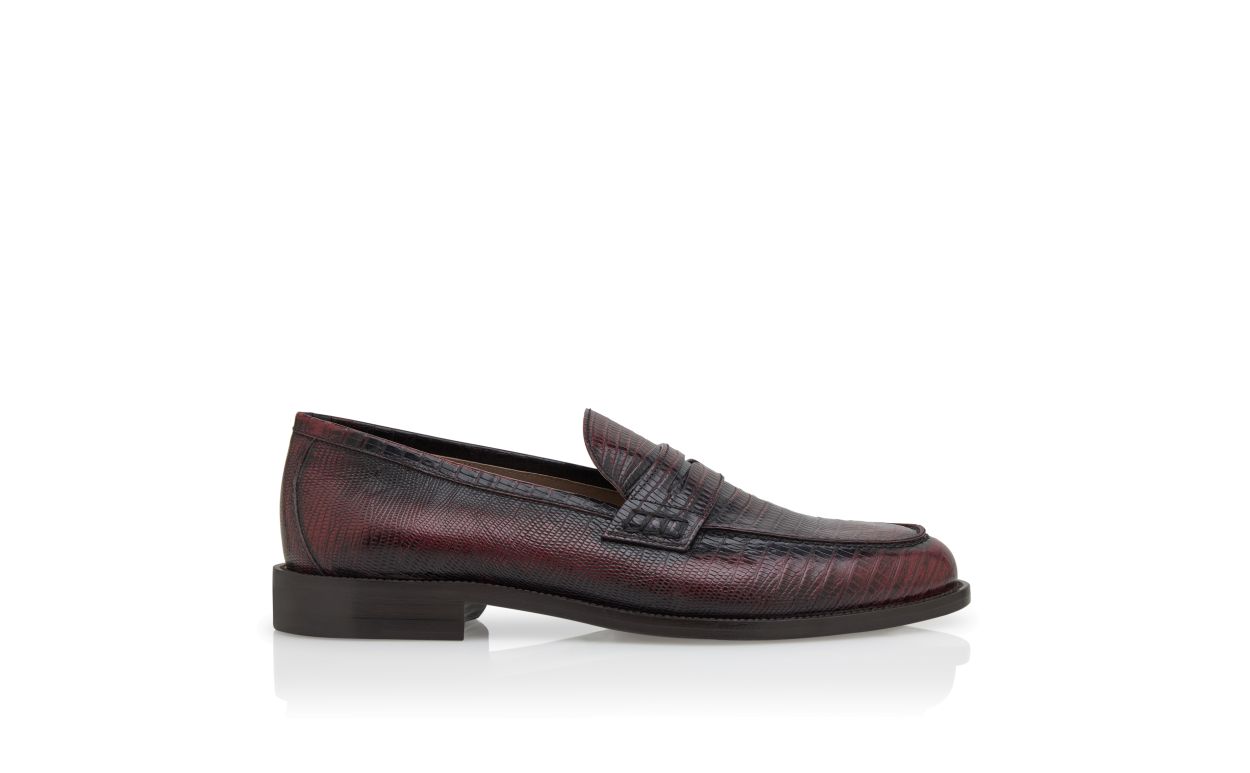 Mocassins en cuir de veau rouge foncé