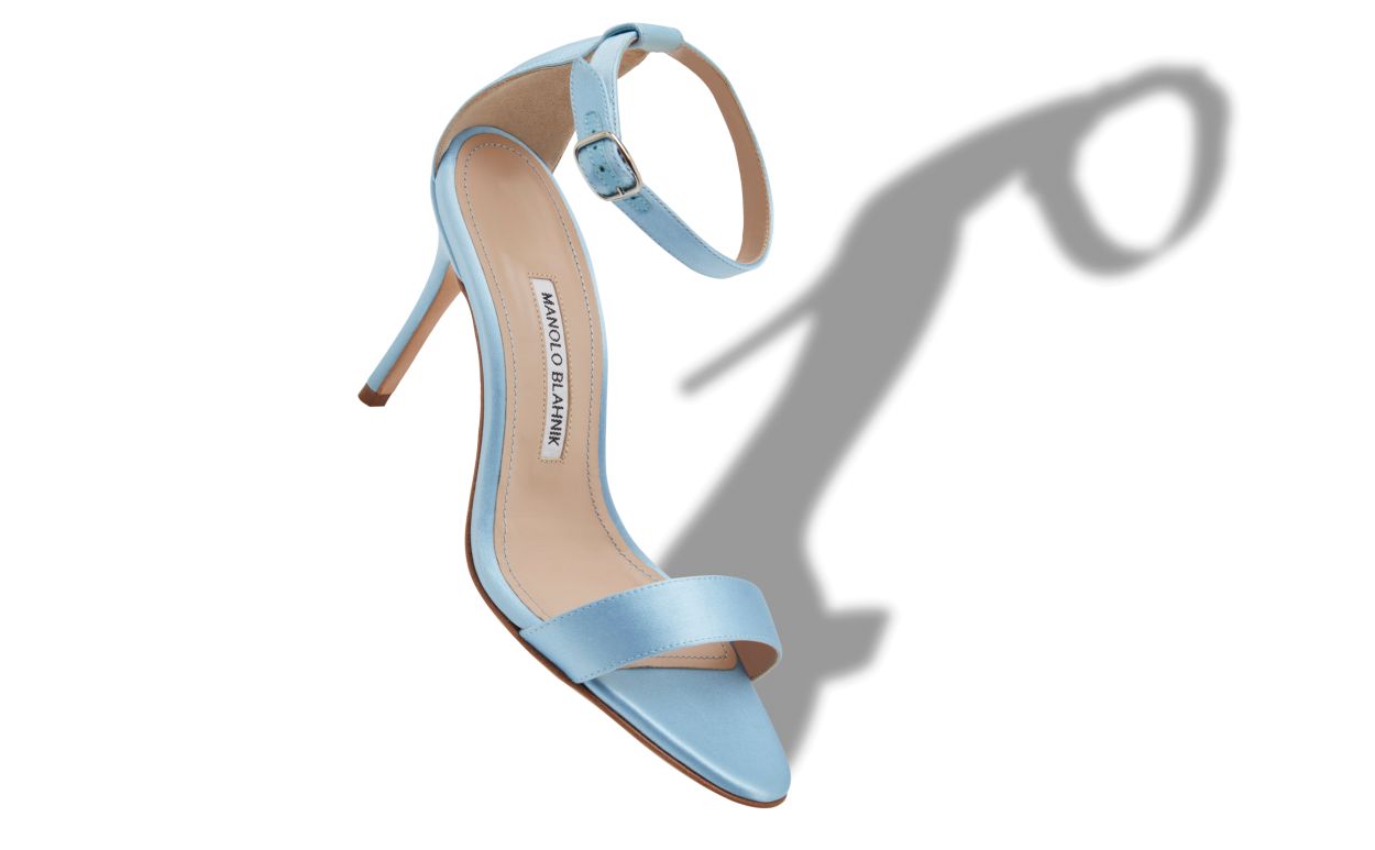Sandales à brides cheville en satin bleu clair