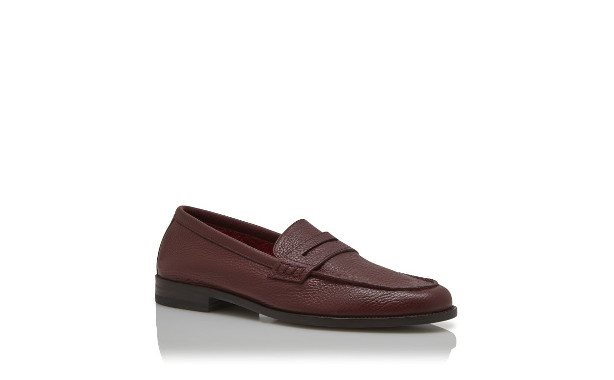 Mocassins en cuir de veau rouge foncé