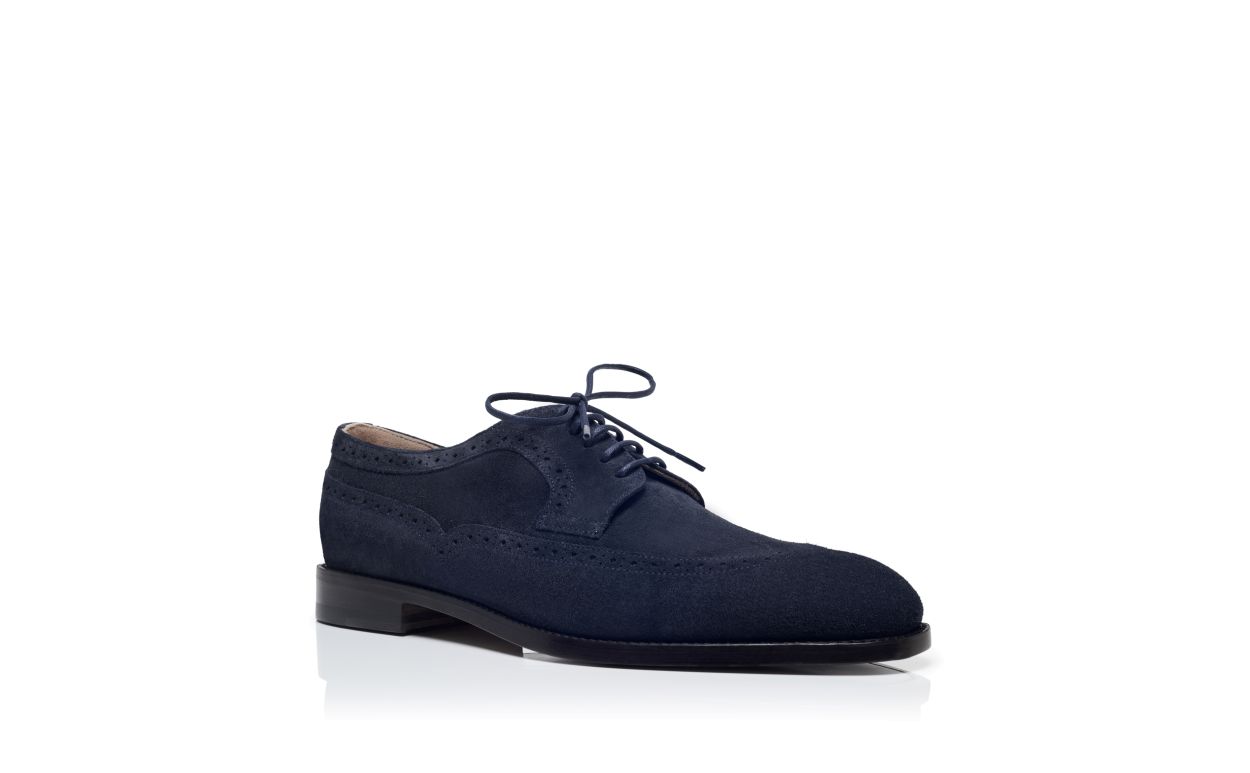 Oxfords en daim bleu marine à lacets