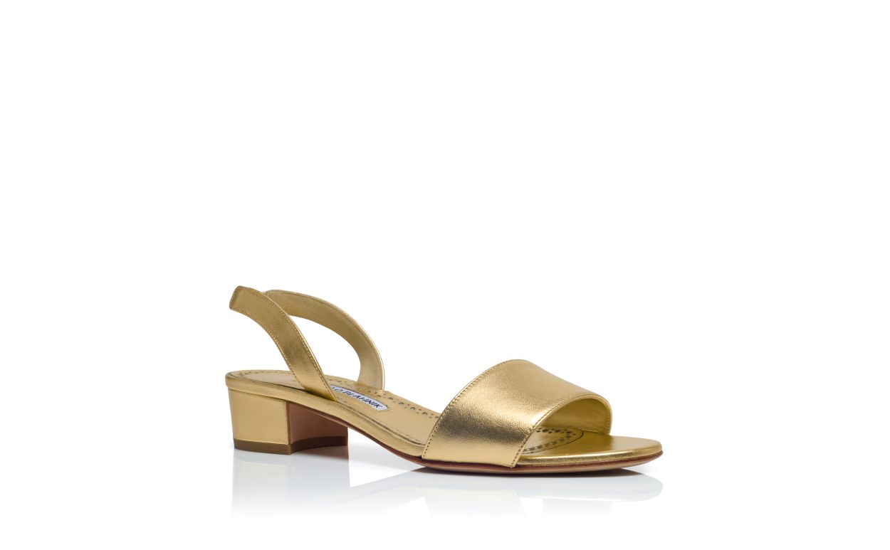 Sandales à brides en cuir nappa doré