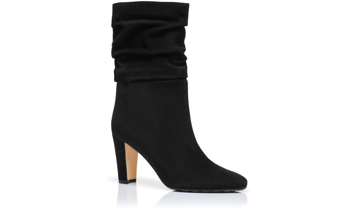 Bottes mi-mollet en daim noir