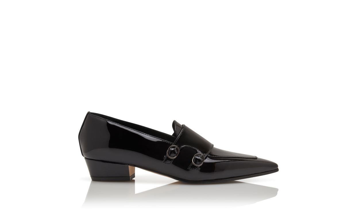 Mocassins en cuir verni noir