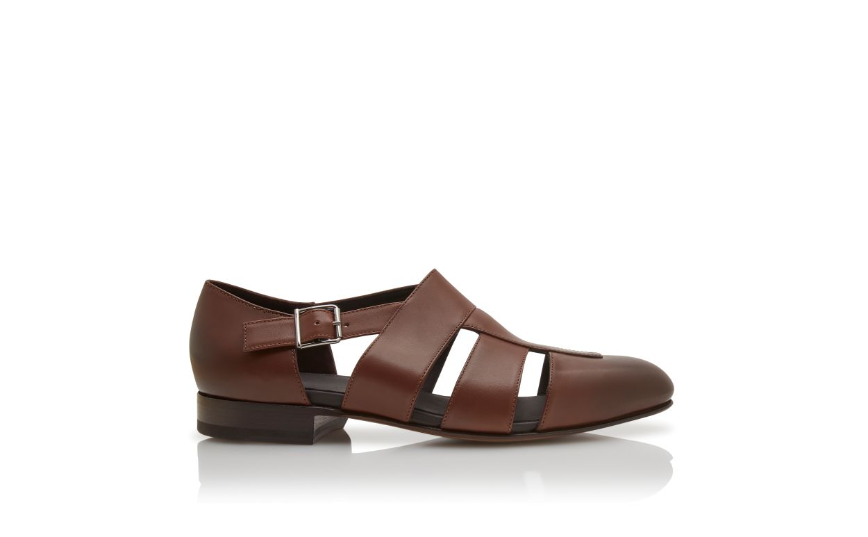 Sandales en cuir de veau brun foncé