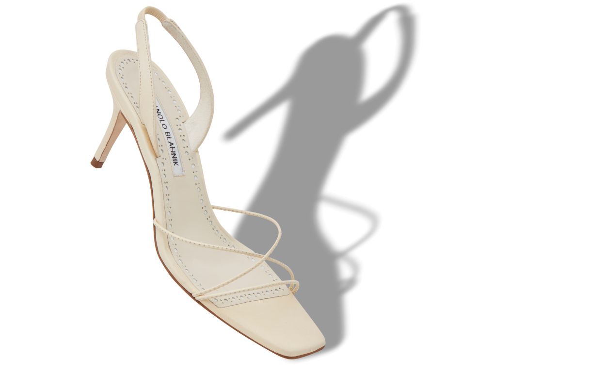 Sandales à brides en cuir nappa crème