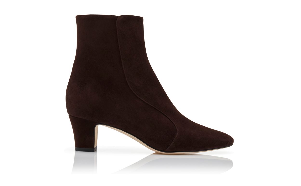 Bottines à bout arrondi en daim brun