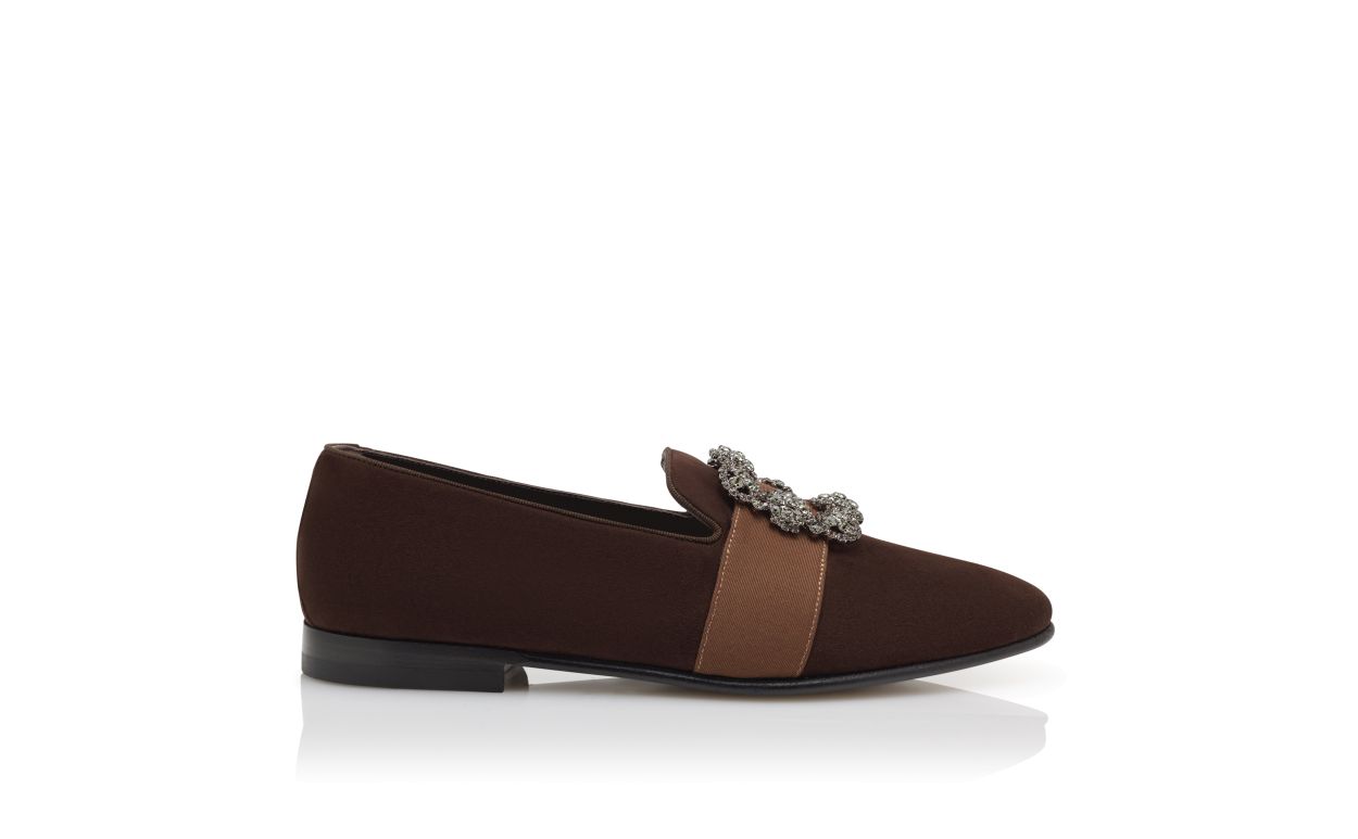 Mocassins en daim brun foncé avec boucle bijou