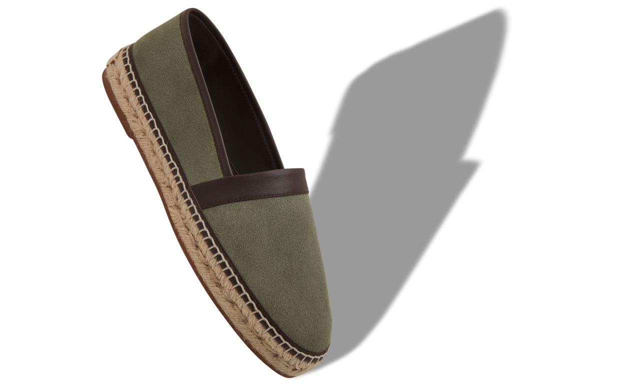 Espadrilles en daim de veau vert foncé
