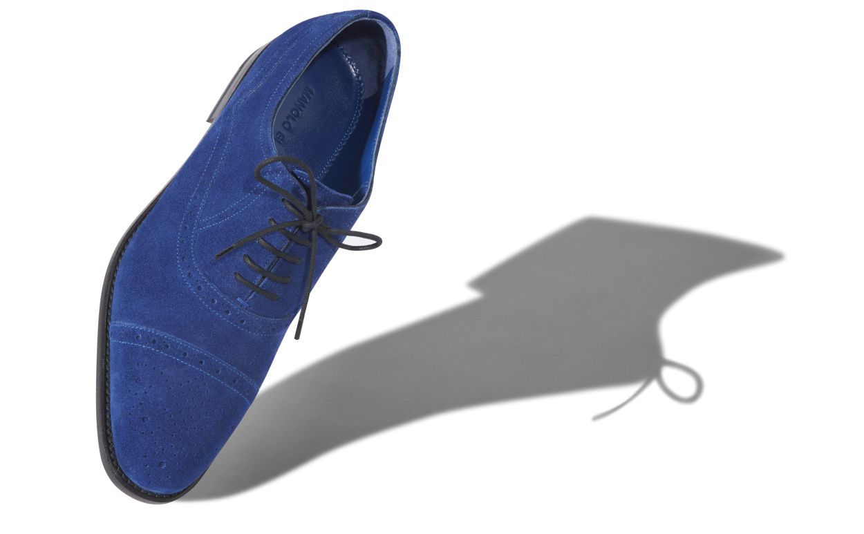 Oxfords en daim bleu vif à bout rond