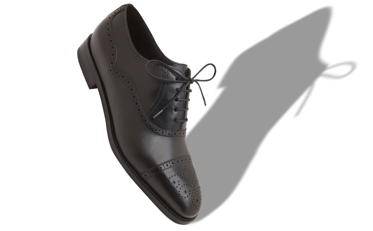 Oxfords à bout carré en cuir de veau noir