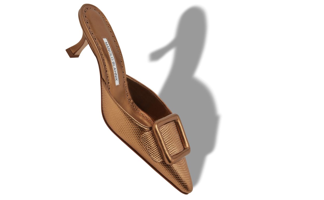 Mules en cuir de veau bronze avec détail de boucle