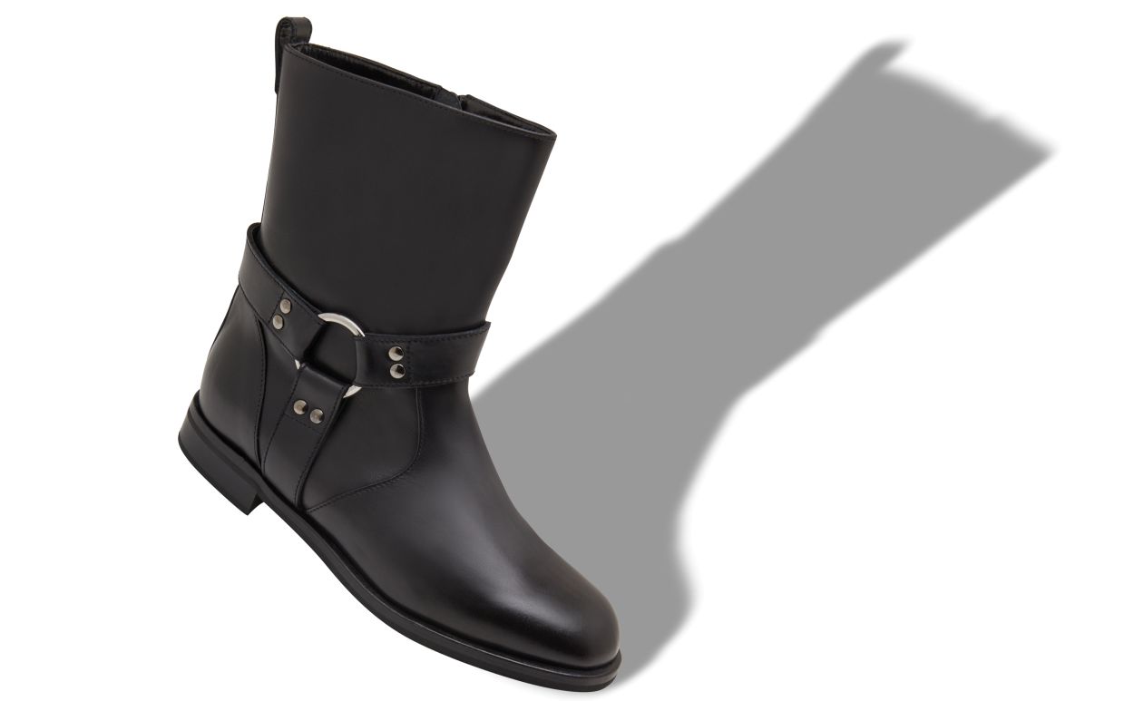 Bottes cheville en cuir de veau noir