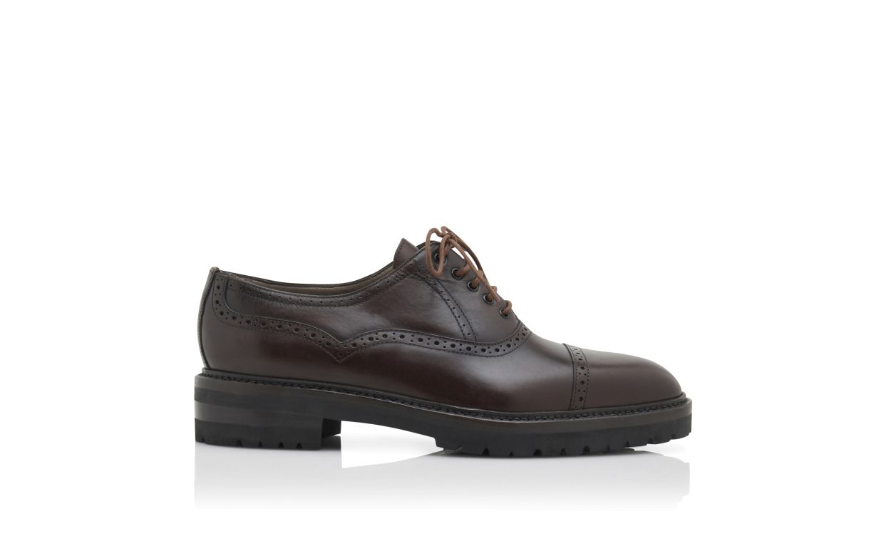 Chaussures en cuir de veau brun foncé à lacets