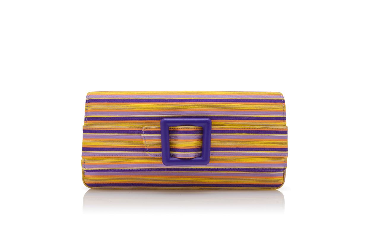Portefeuille à ceinture en coton violet et orange à rayures