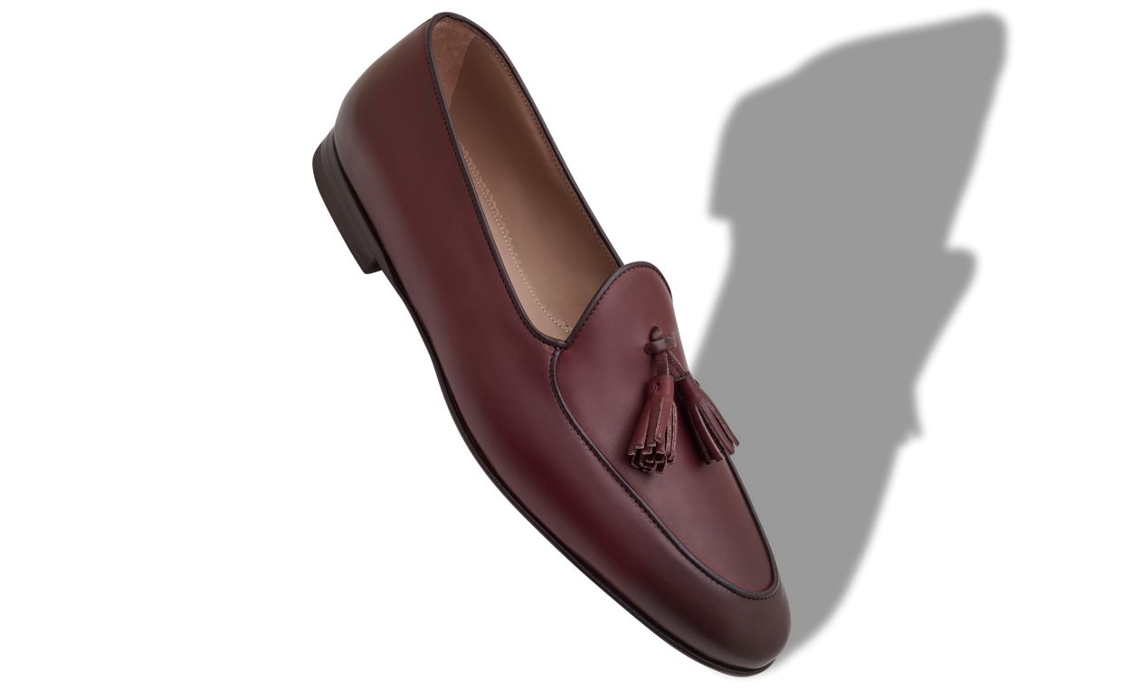 Chaussures à boutons en cuir de veau bordeaux