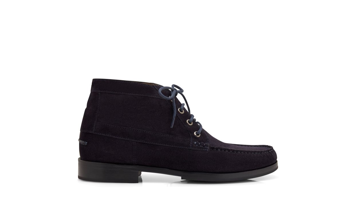Bottes cheville en daim de veau bleu marine