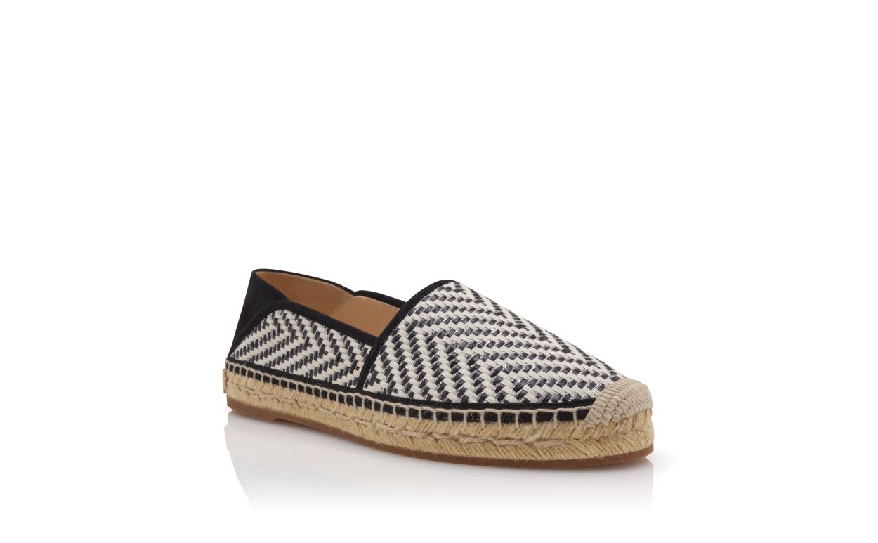 Espadrilles en raphia noir et blanc