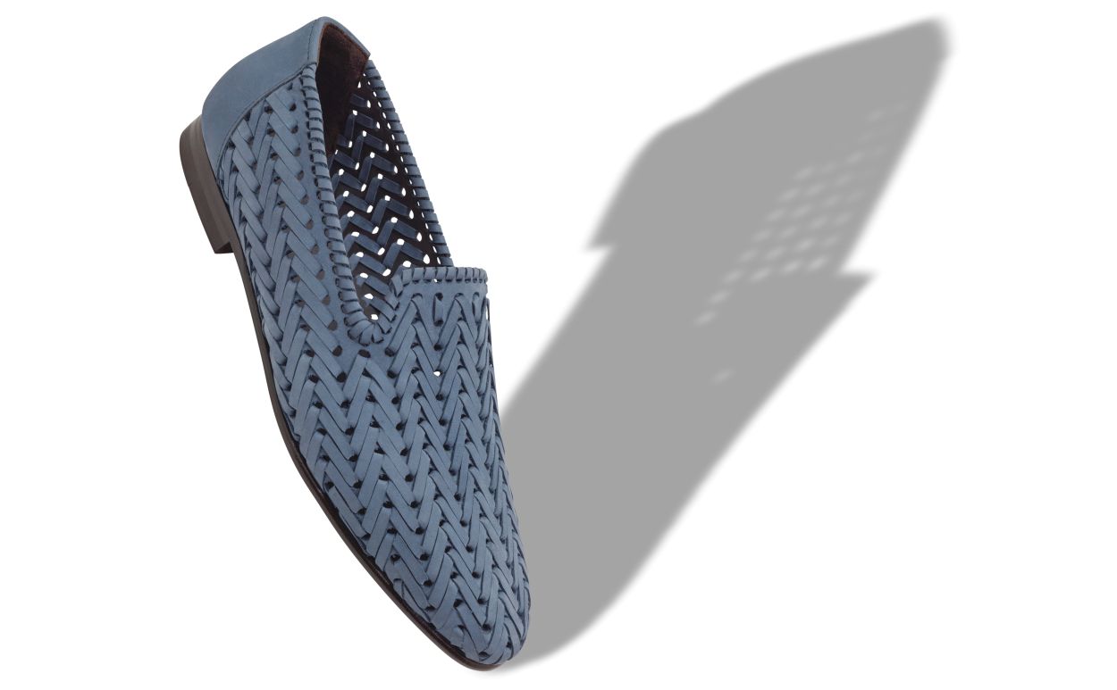 Mocassins en nubuck bleu clair tissé