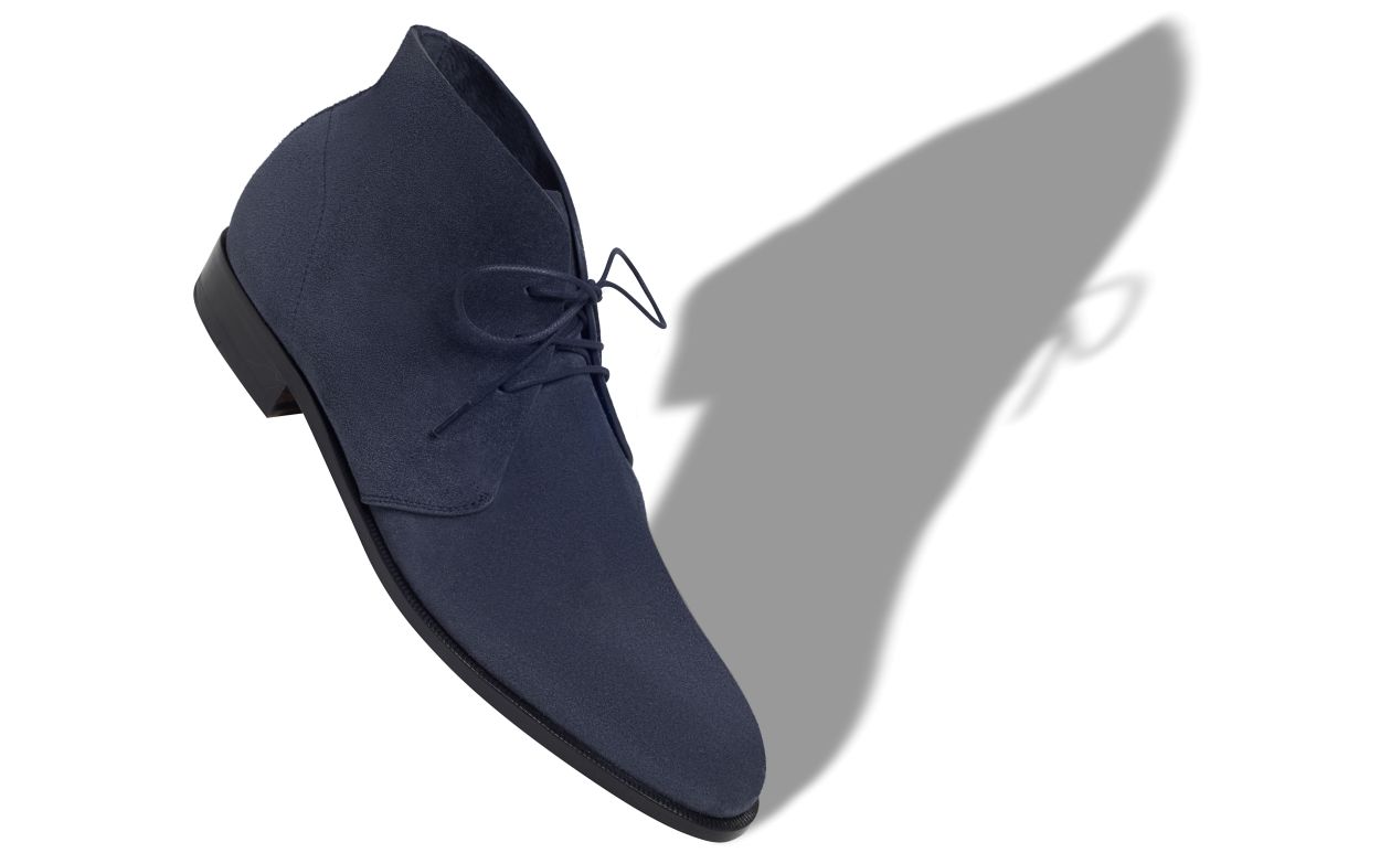 Bottes de désert en daim bleu marine