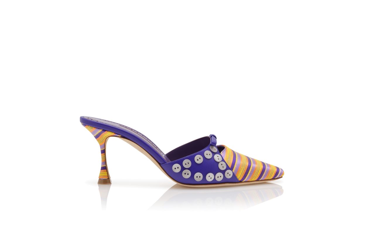 Mules à rayures coton violet et orange