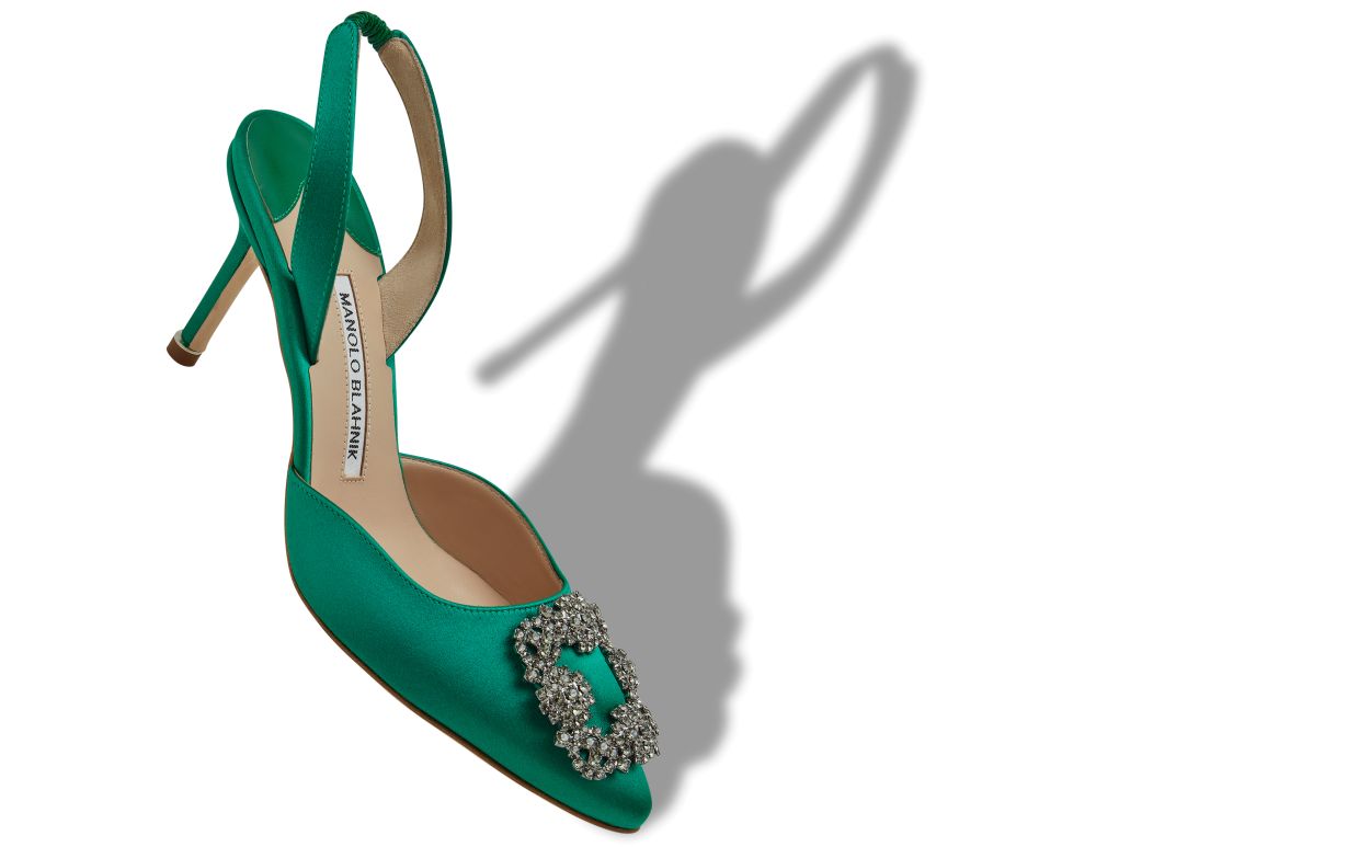 Escarpins à brides élastiquées en satin vert
