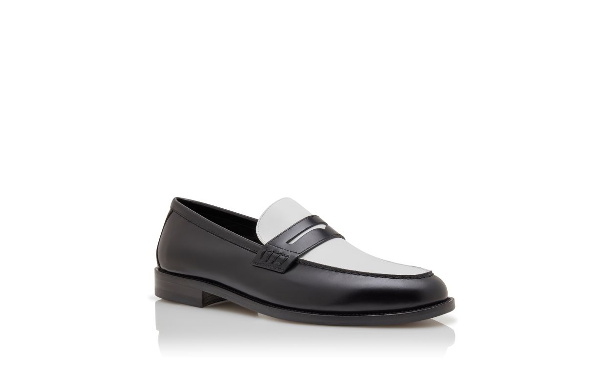 Mocassins en cuir de veau noir et blanc