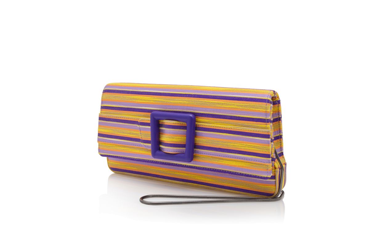 Portefeuille à ceinture en coton violet et orange à rayures