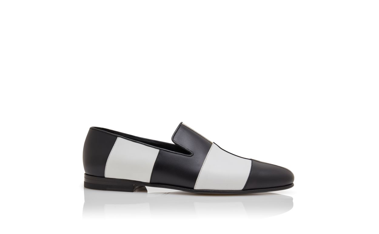 Mocassins en cuir de veau noir et blanc