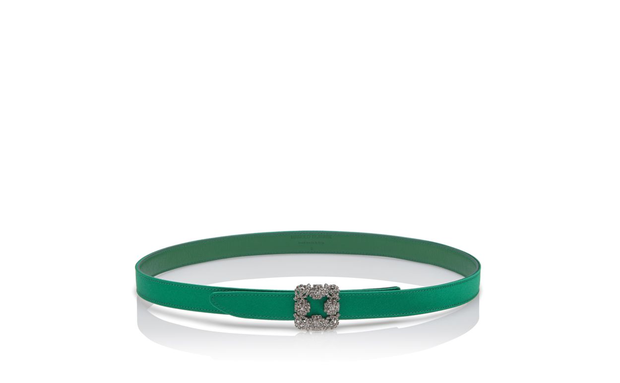 Ceinture en satin verte à boucle cristal