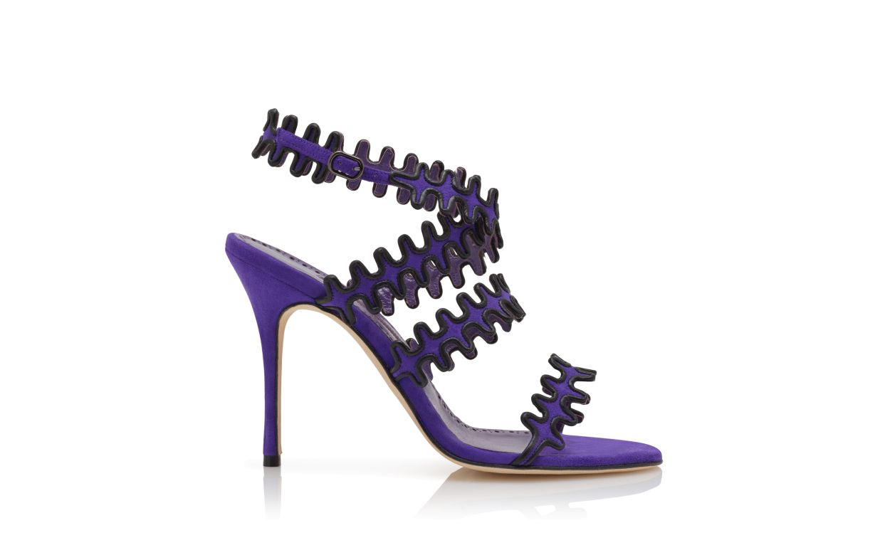 Sandales à brides cheville en daim violet