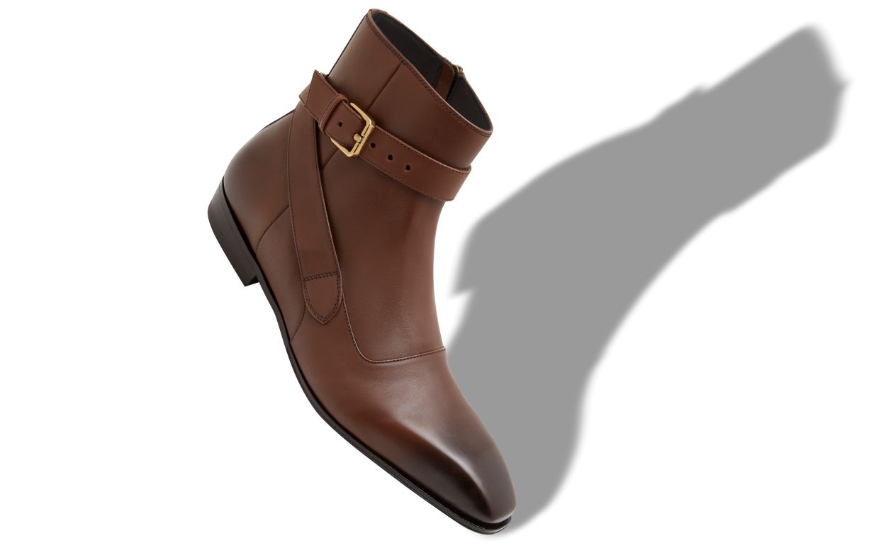 Bottes cheville en cuir de veau brun