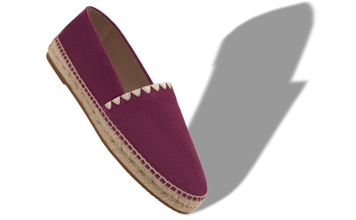 Espadrilles en daim de veau rouge foncé