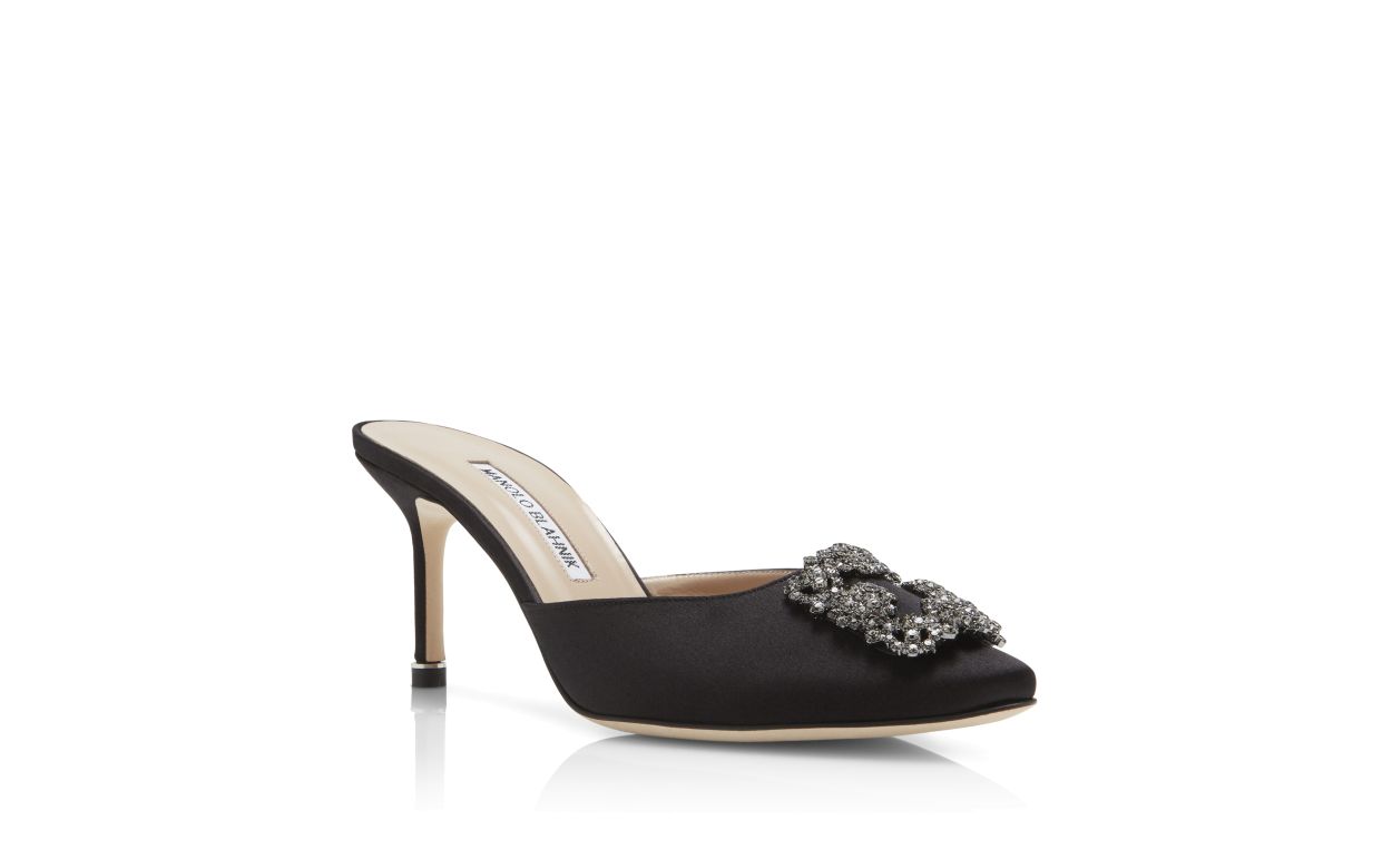 Mules à brides en satin noir