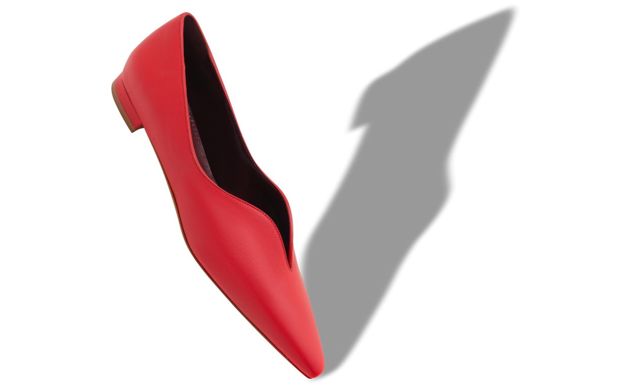 Pompes plates en cuir nappa rouge