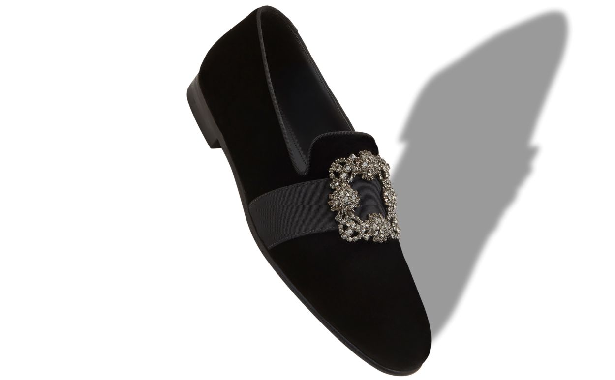 Mocassins à boucle de bijoux en velours noir
