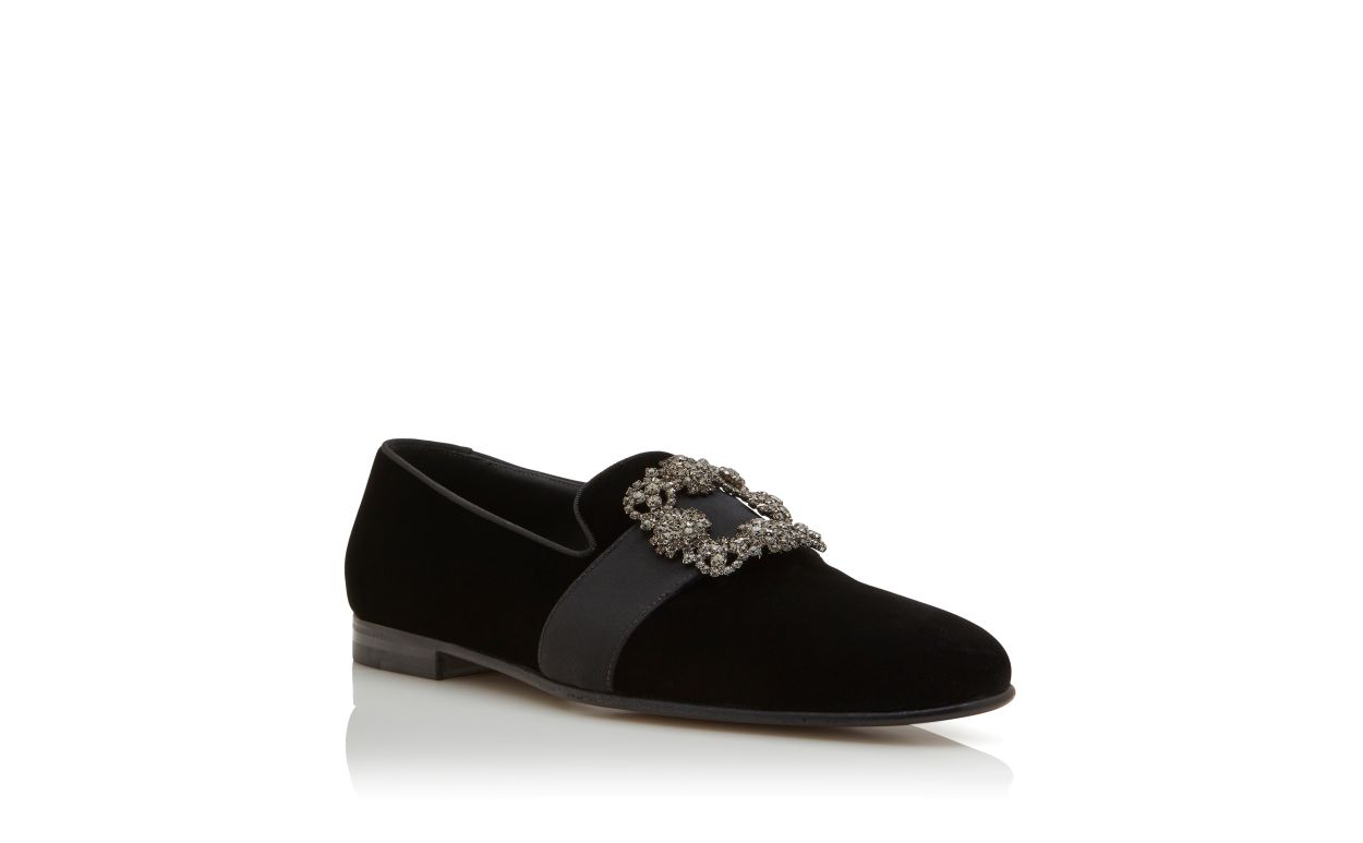 Mocassins à boucle de bijoux en velours noir