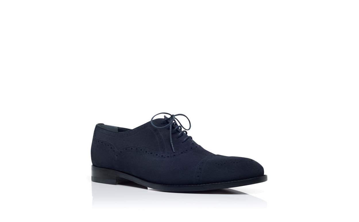 Oxfords en daim bleu marine à bout arrondi