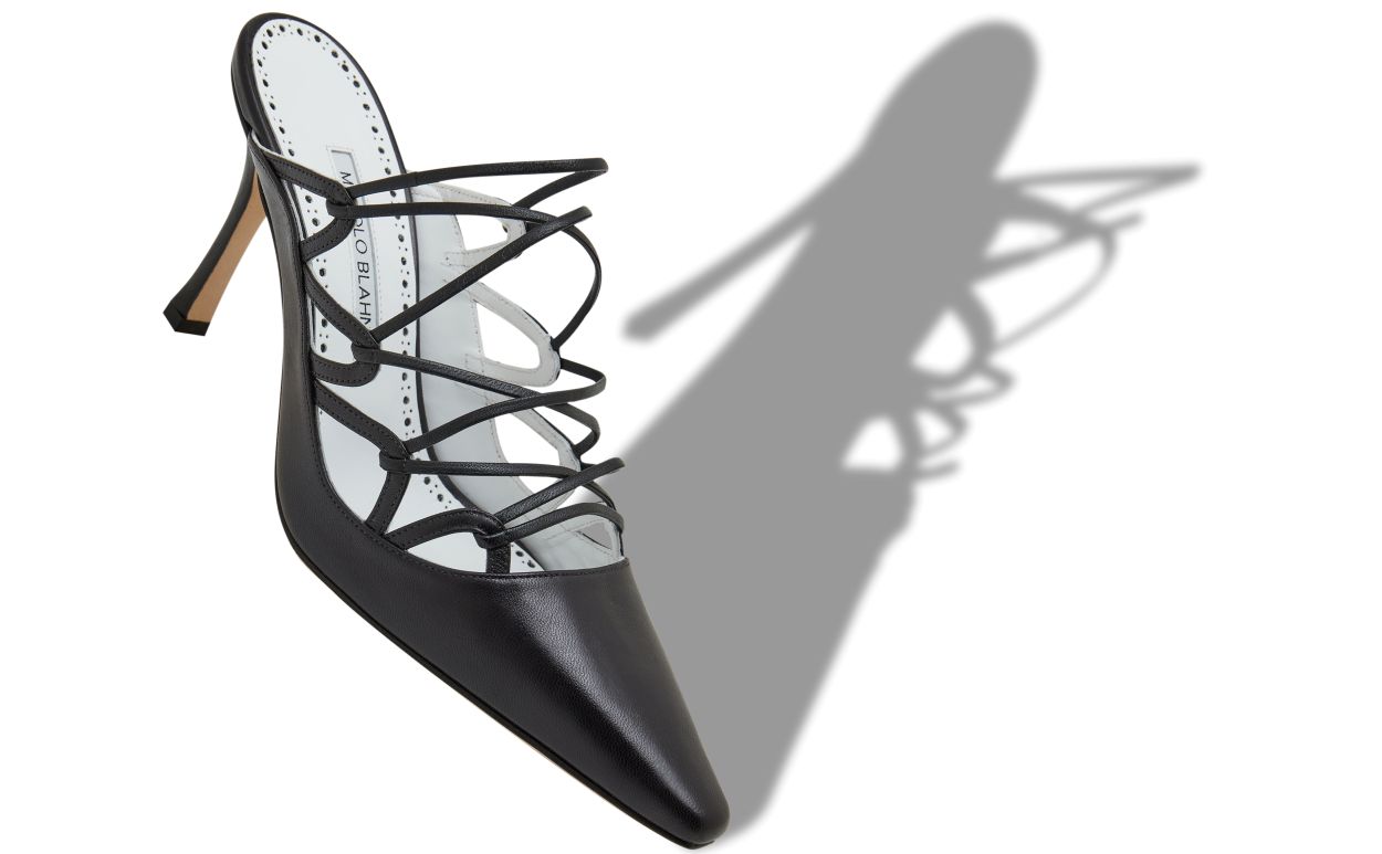 Mules à brides en cuir nappa noir