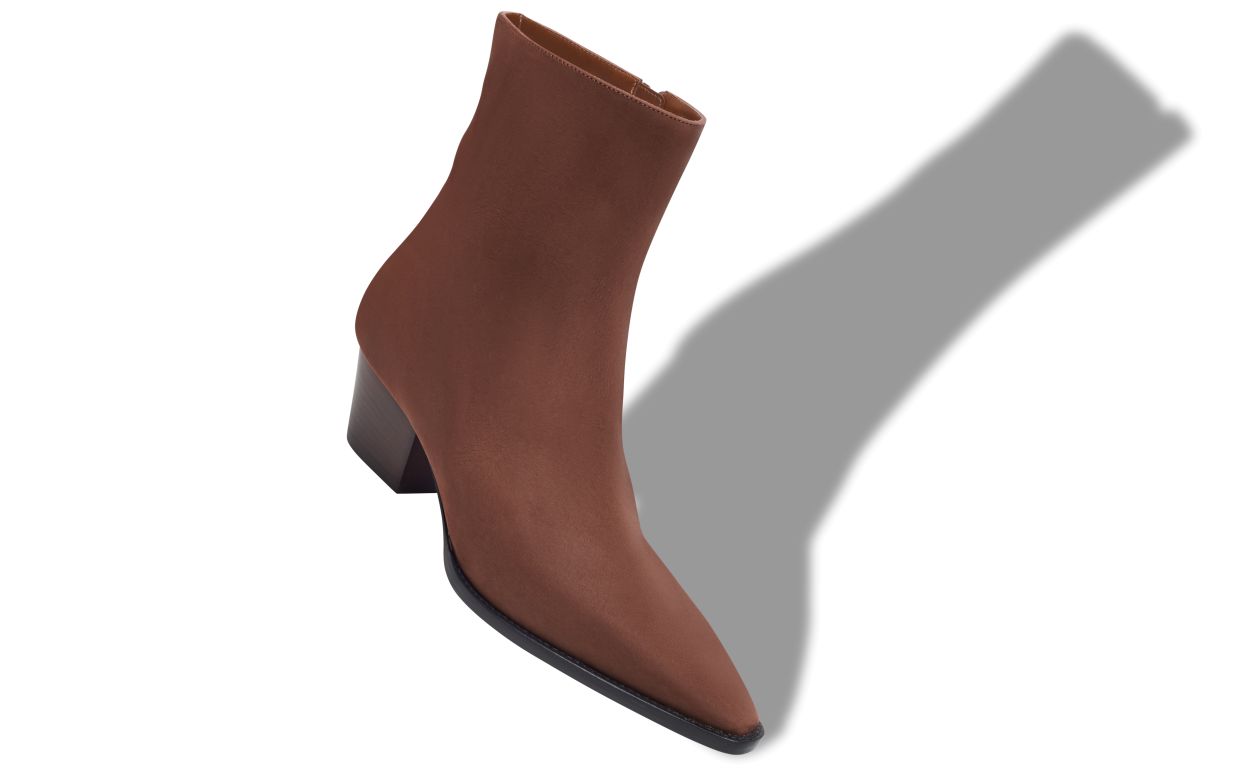 Bottines cheville en nubuck brun