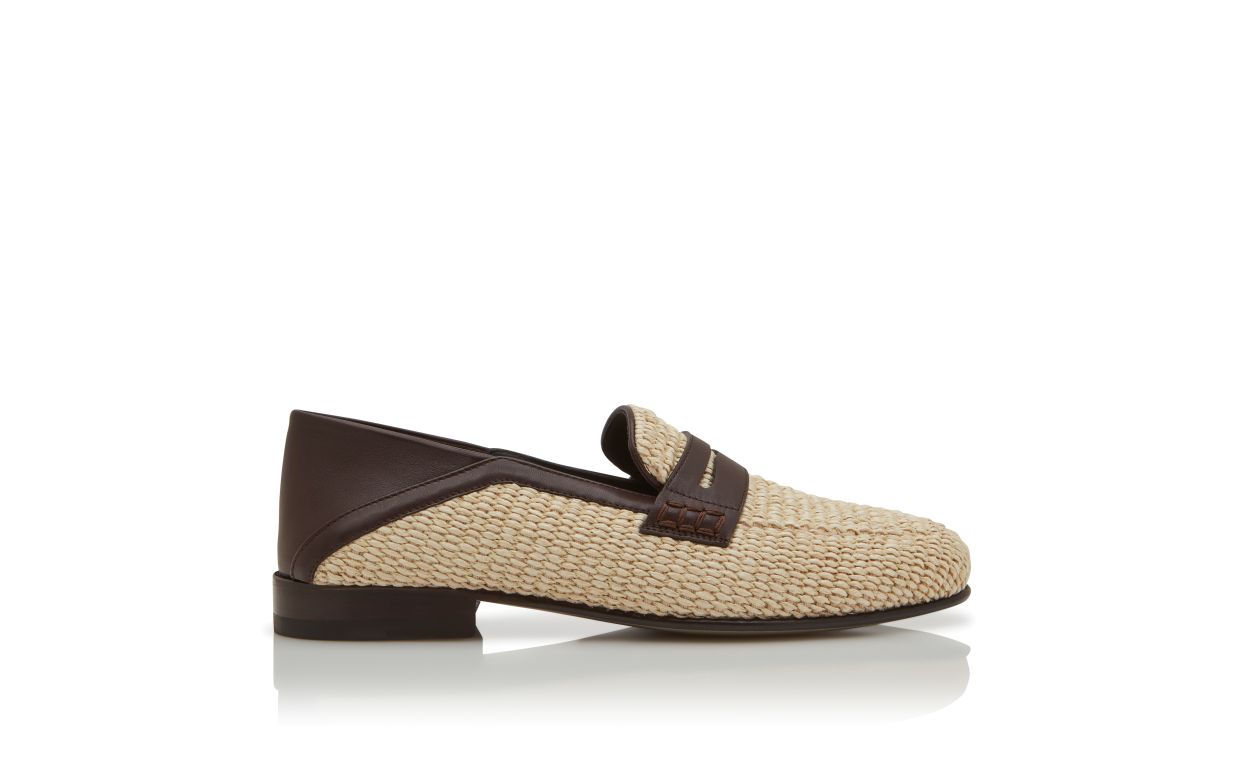 Mocassins penny en raphia beige clair