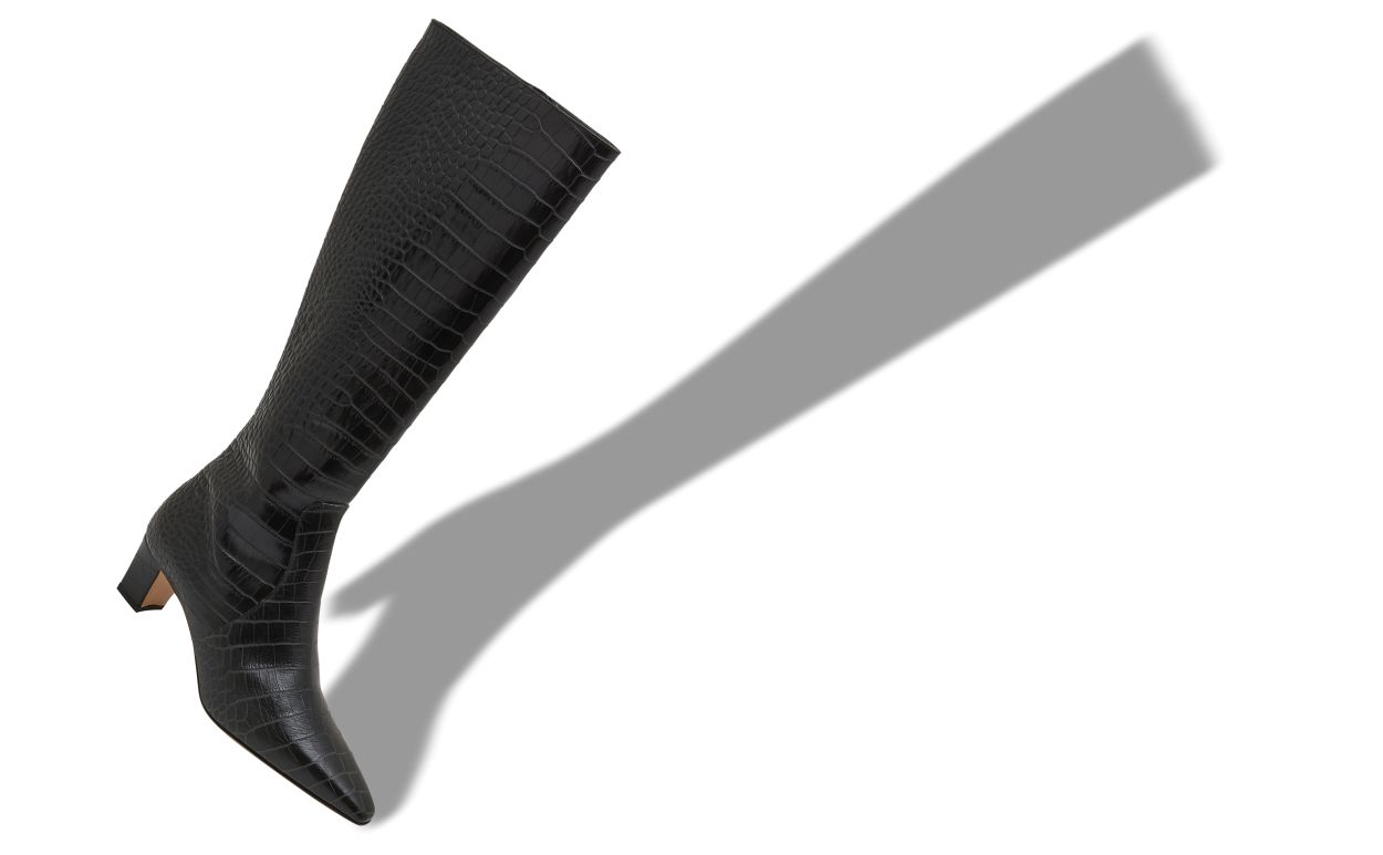 Bottes hautes cheville en cuir de veau noir