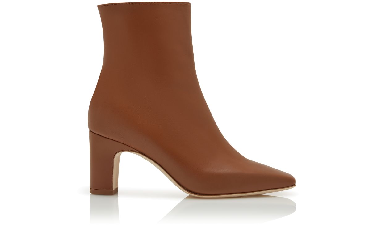 Bottines cheville en cuir de veau brun clair