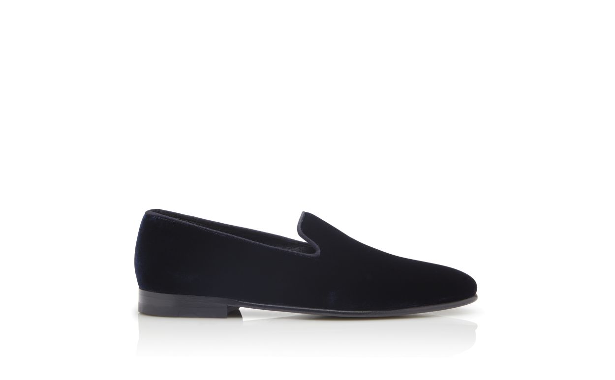 Mocassins en velours bleu marine