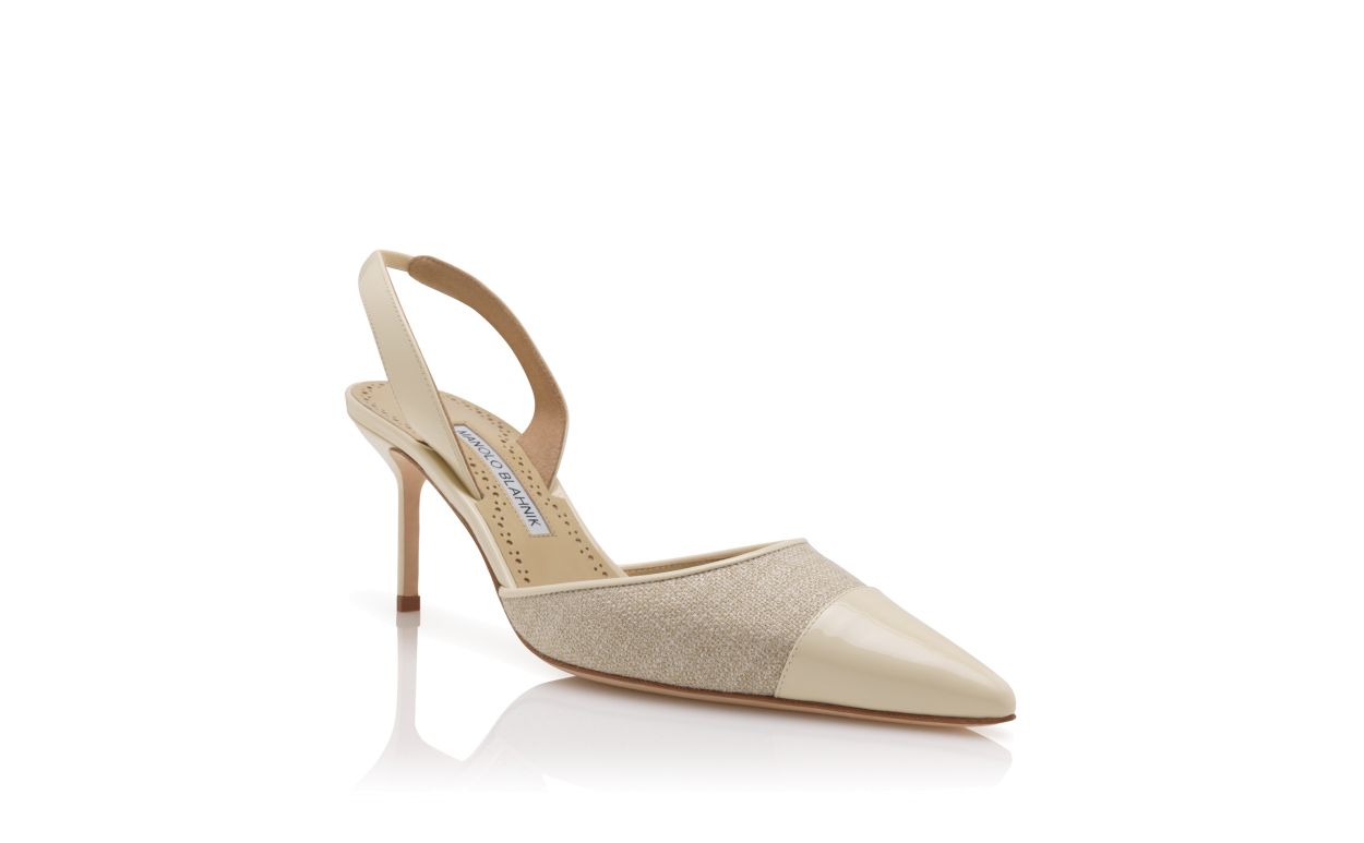Pompes en lin beige clair à brides